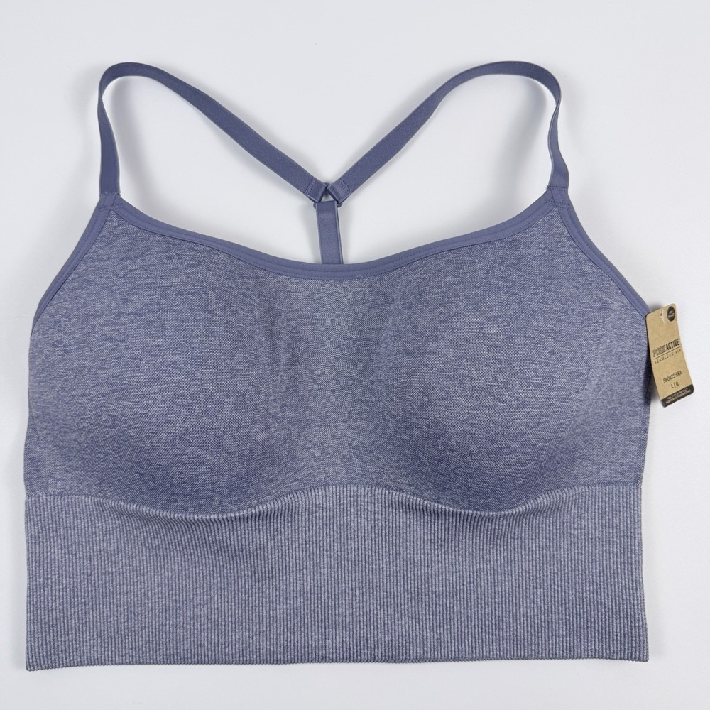 Victoria's Secret PINK Active Seamless Lightly Lined Longline Sports Blue Bra L